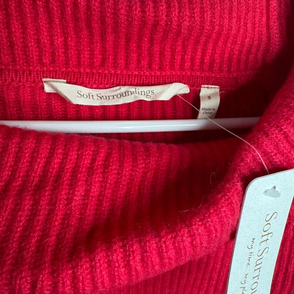 Soft Surroundings Valentine Rose Cashmere Ribbed Cowl Neck Sweater size S NEW - Picture 2 of 6
